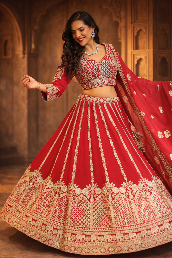 Georgette Lehenga with Dori, Mirror, Sequins work