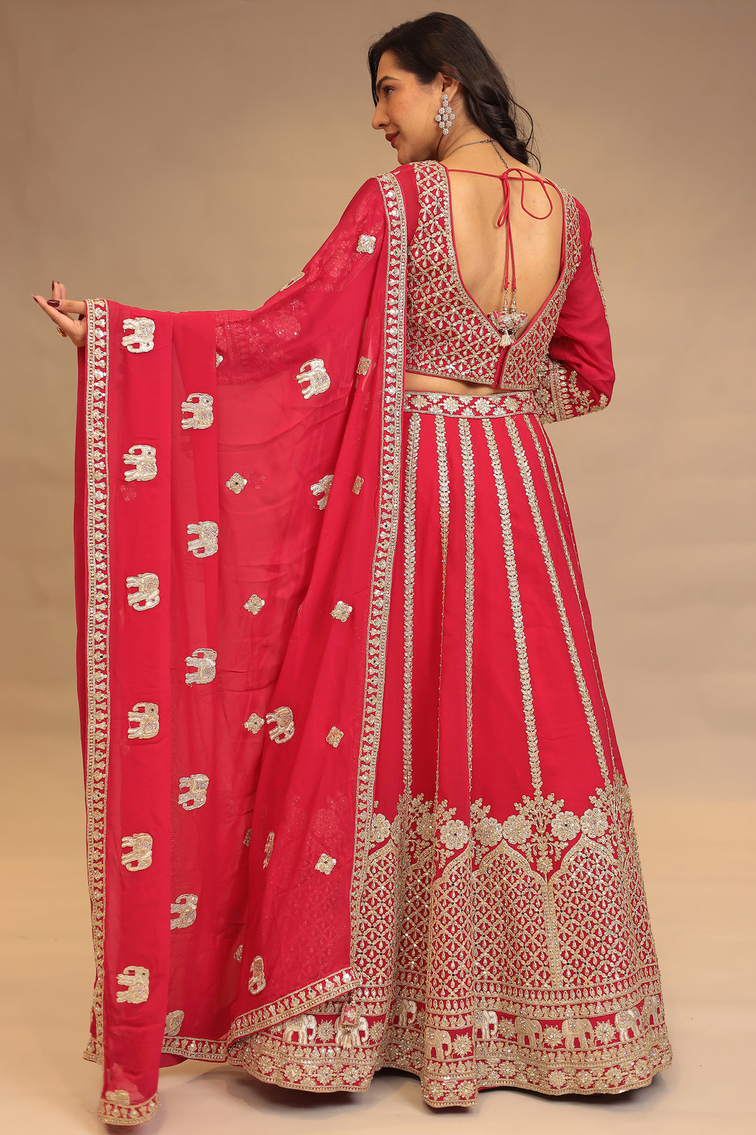 Georgette Lehenga with Dori, Mirror, Sequins work.