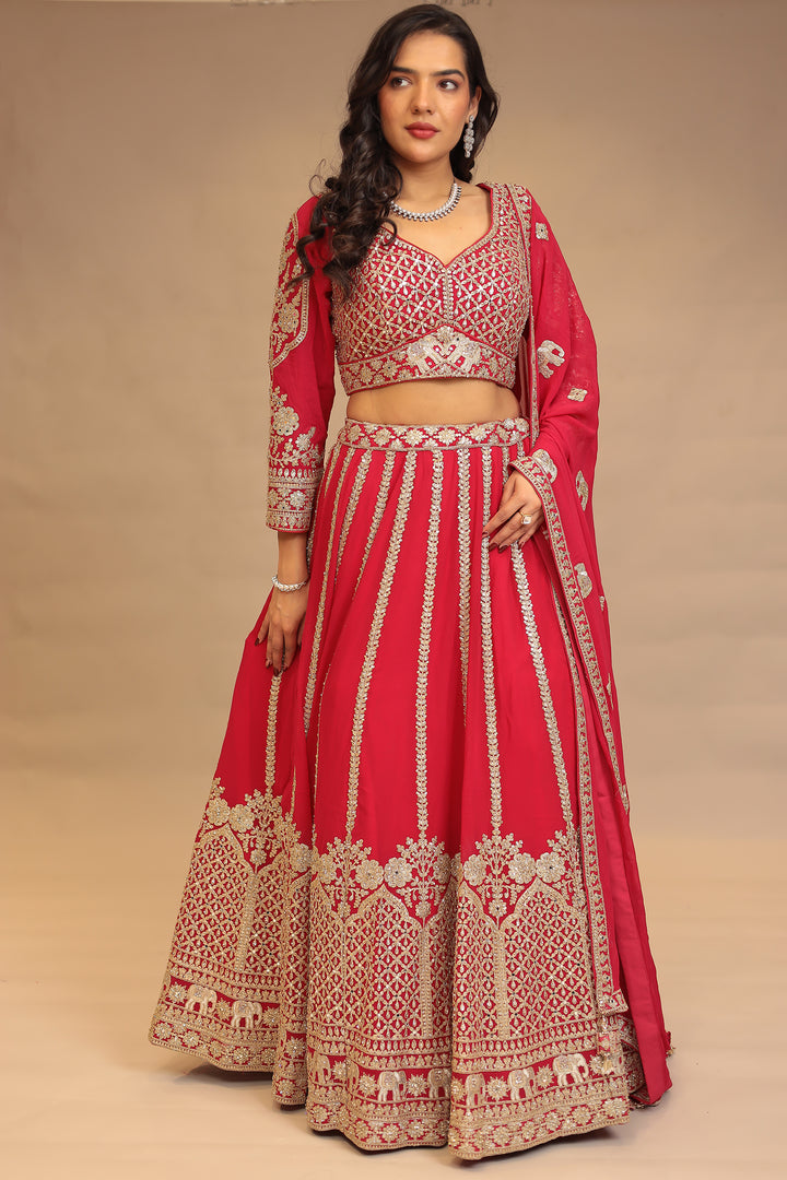 Georgette Lehenga with Dori, Mirror, Sequins work.