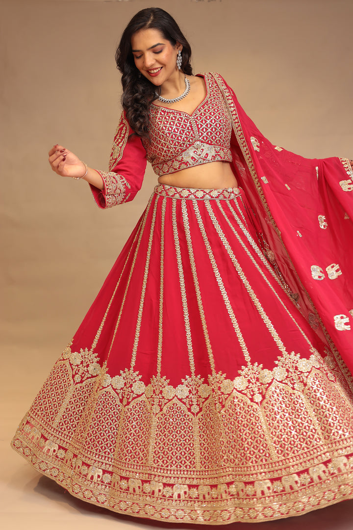 Georgette Lehenga with Dori, Mirror, Sequins work.