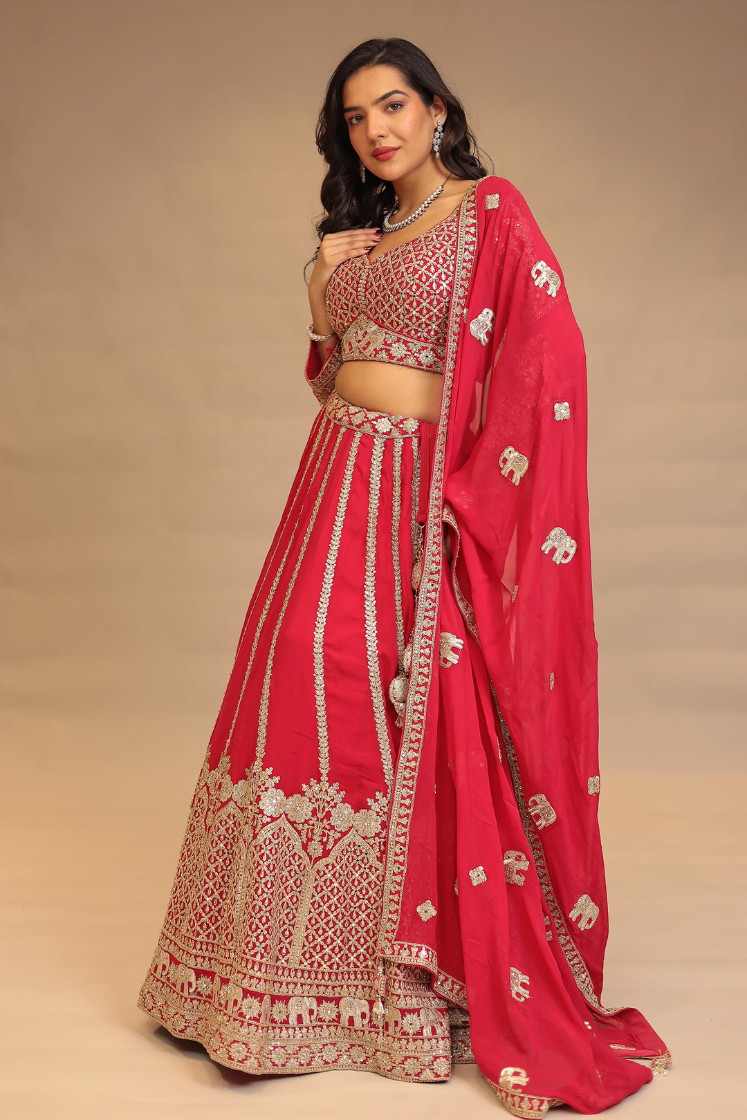 Georgette Lehenga with Dori, Mirror, Sequins work.