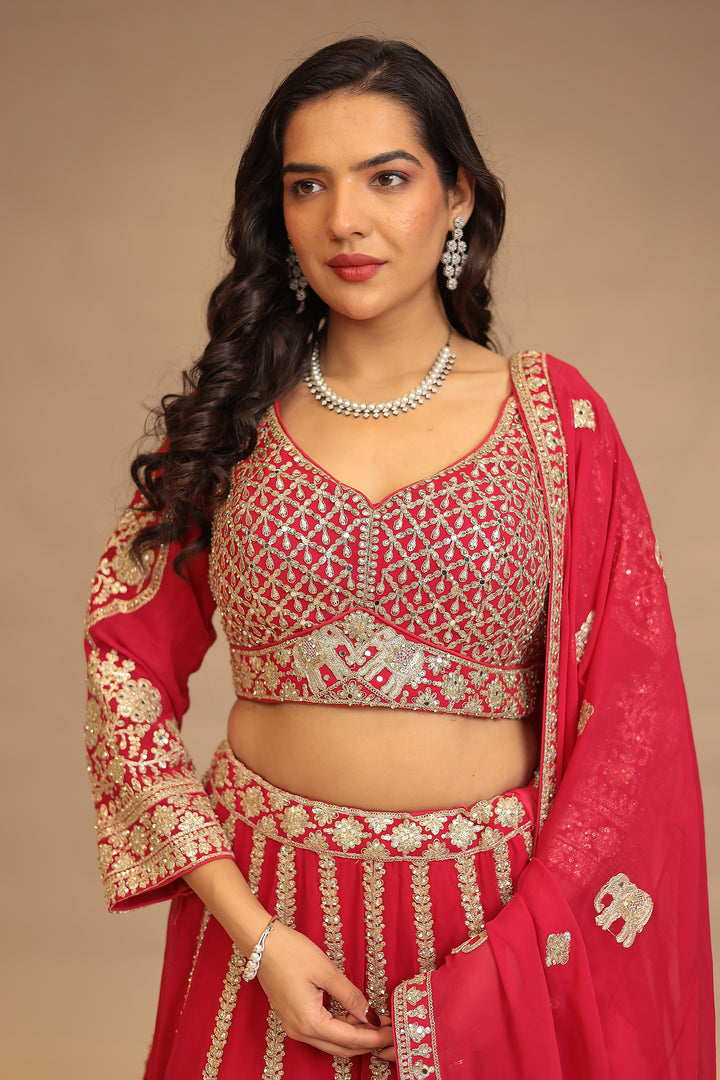 Georgette Lehenga with Dori, Mirror, Sequins work.