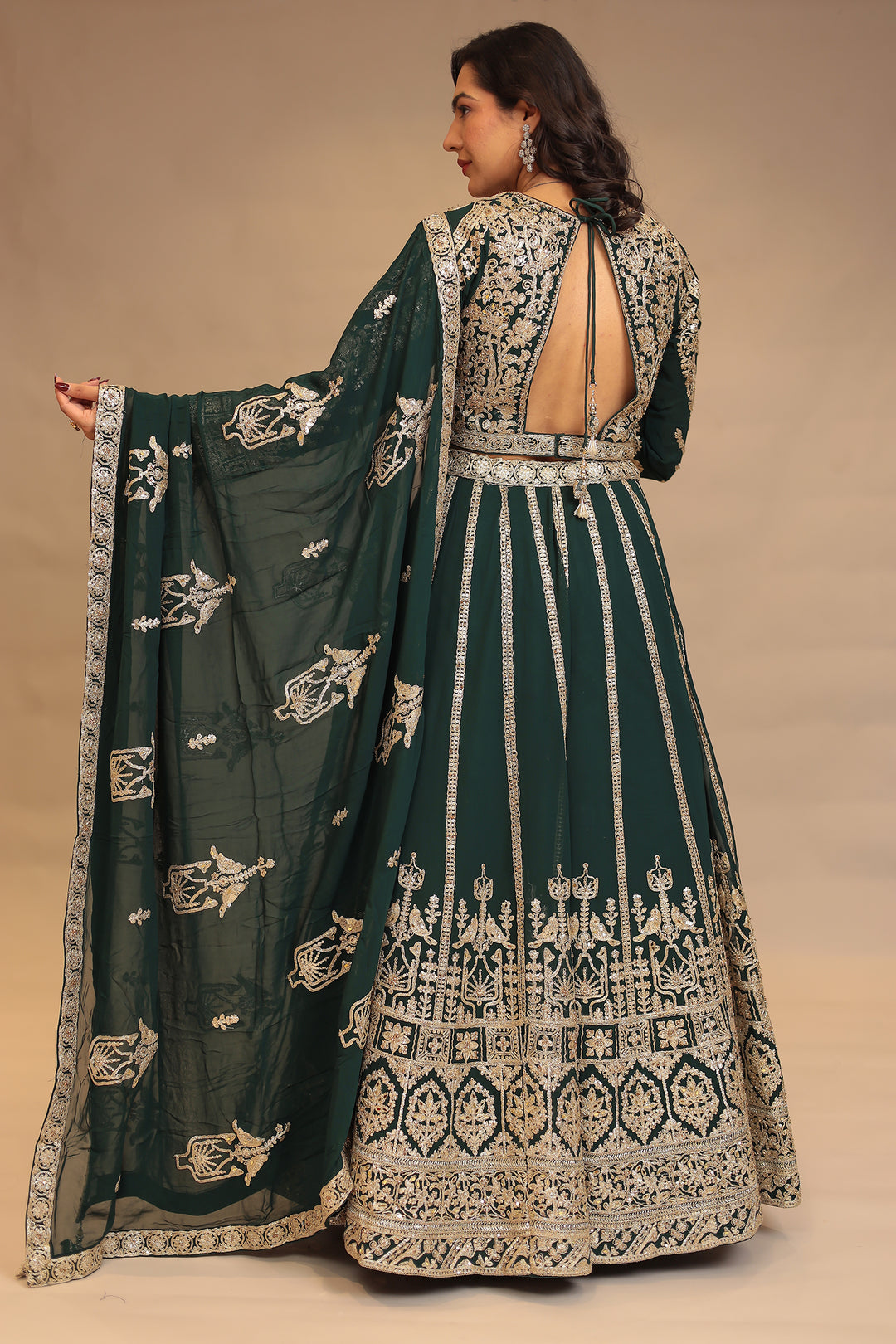 Georgette Lehenga with Dori, Sequins work.