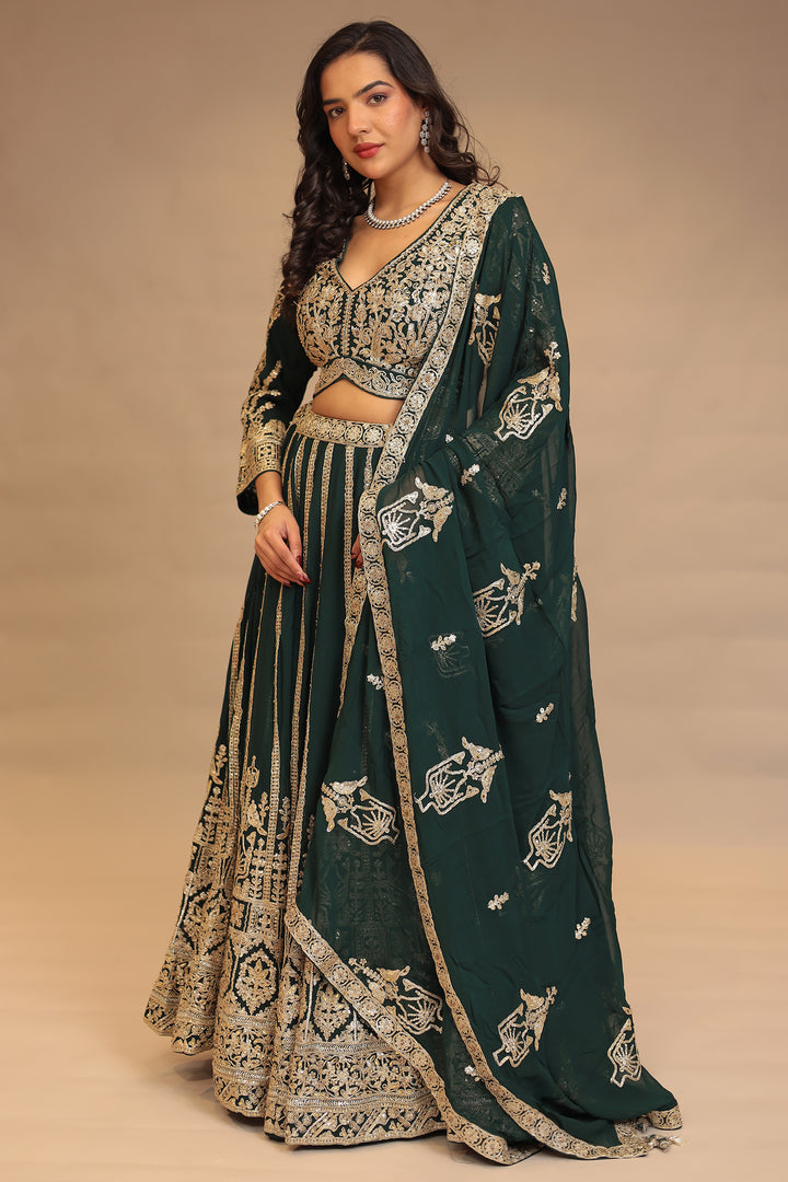 Georgette Lehenga with Dori, Sequins work.