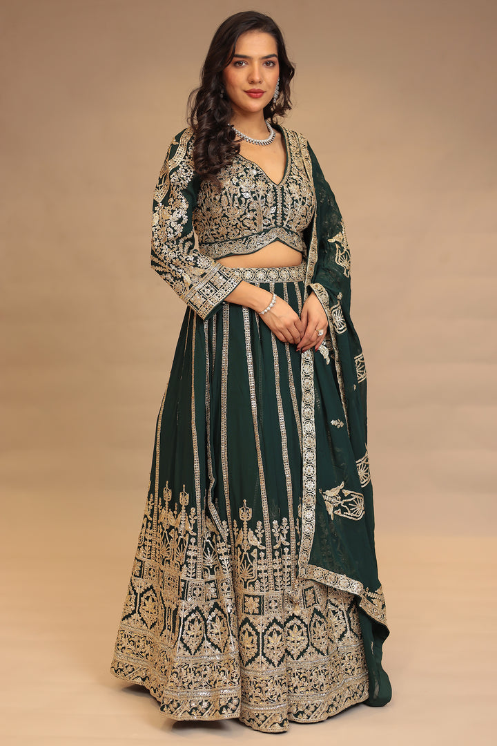 Georgette Lehenga with Dori, Sequins work.