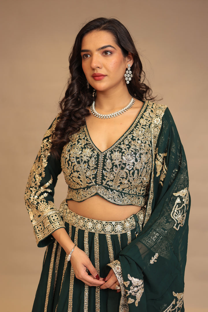 Georgette Lehenga with Dori, Sequins work.