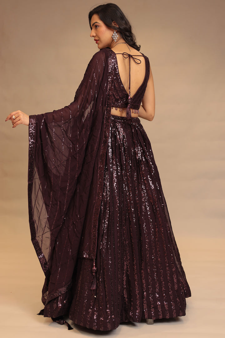 Georgette Lehenga with Sequins work.