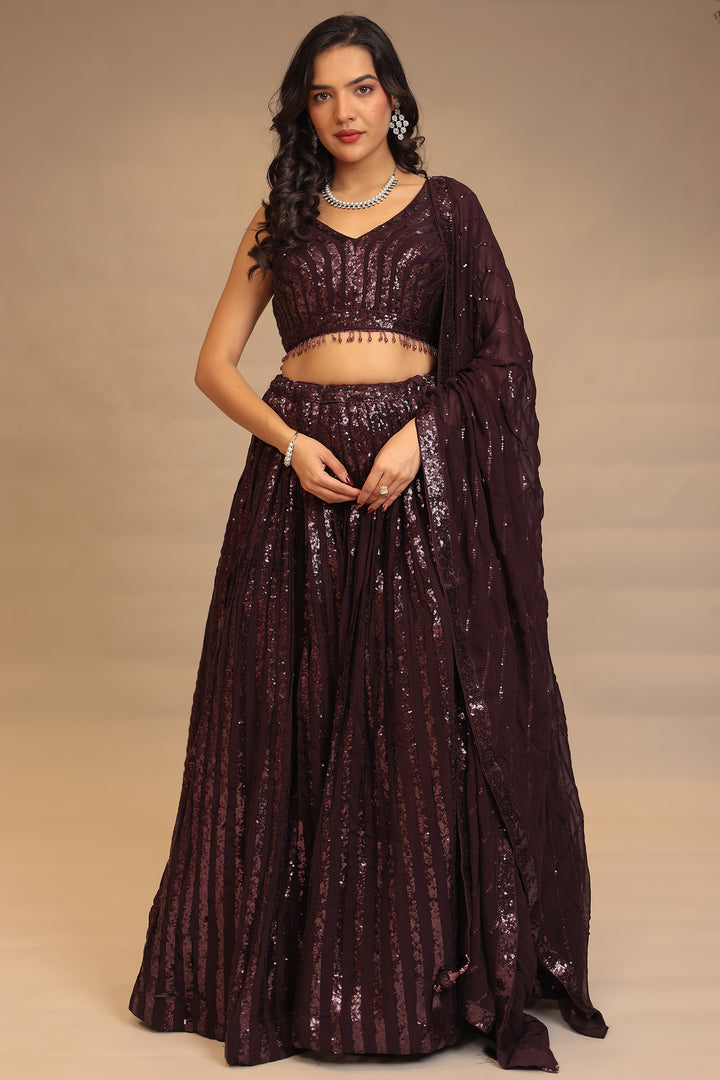 Georgette Lehenga with Sequins work.