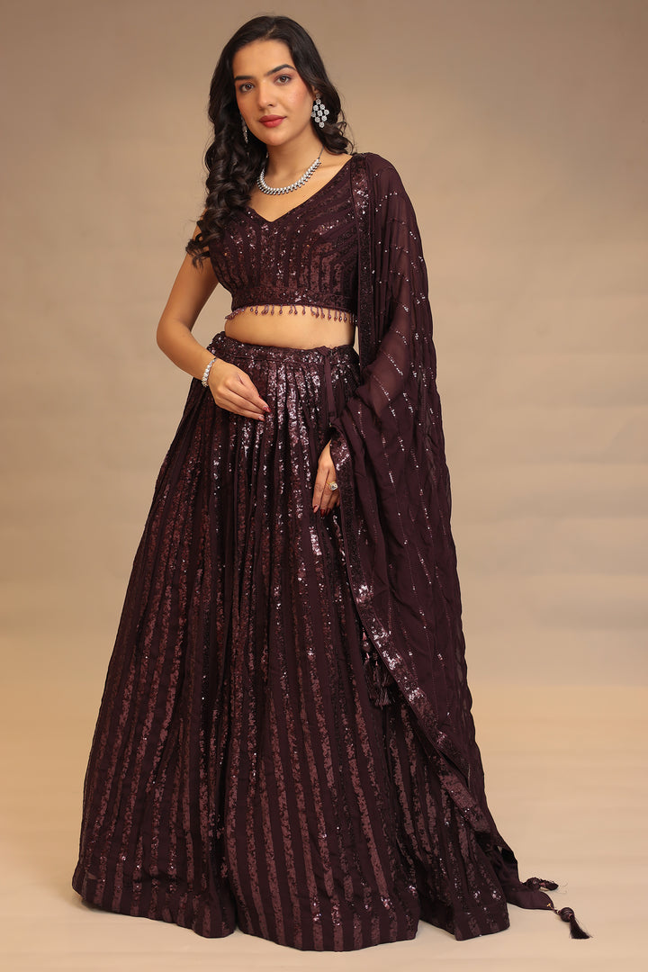 Georgette Lehenga with Sequins work.