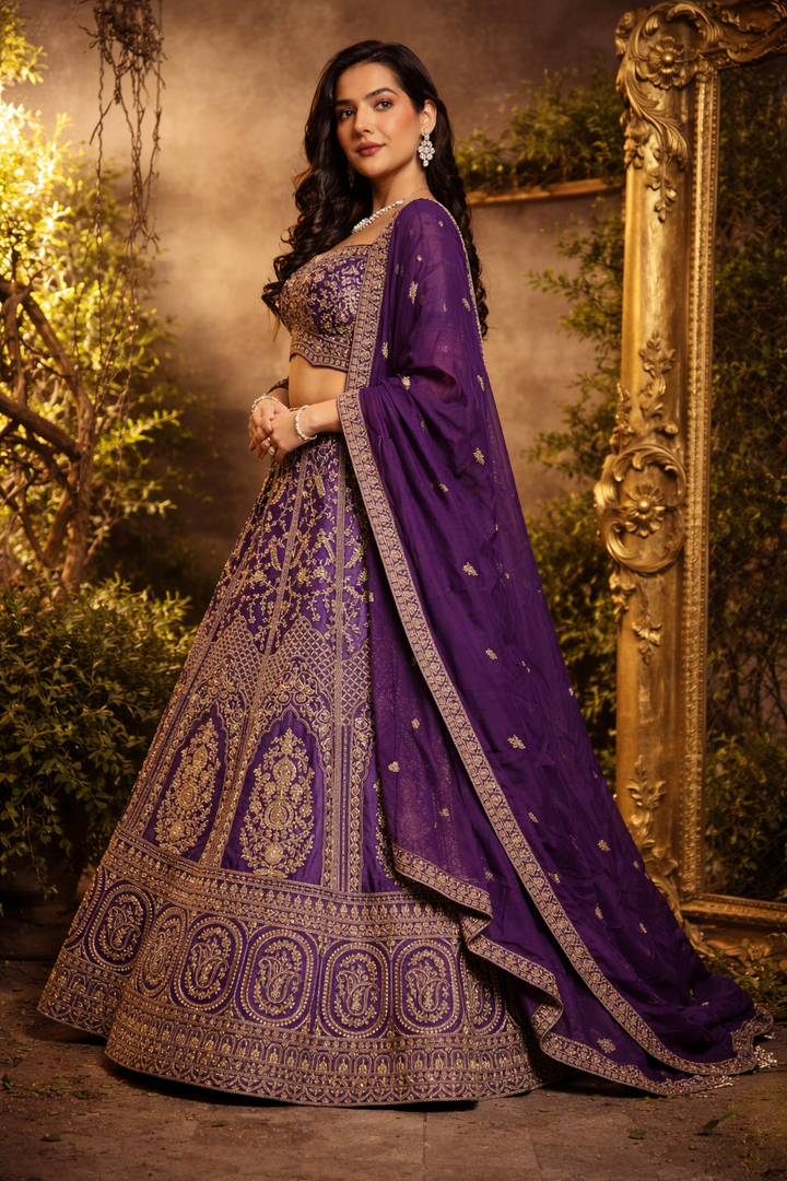 Silk Lehenga with Cutdana, Sequins work