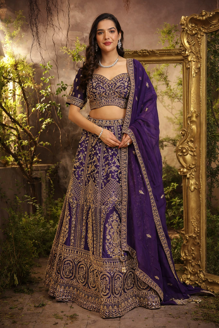 Silk Lehenga with Cutdana, Sequins work