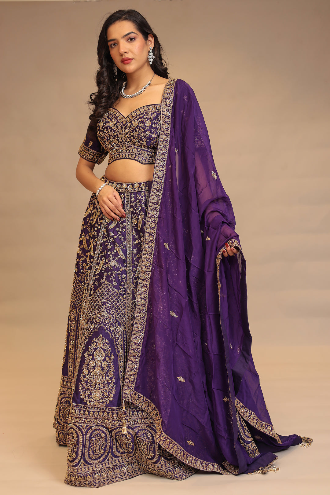 Silk Lehenga with Cutdana, Sequins work.