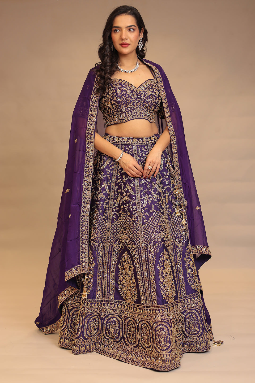 Silk Lehenga with Cutdana, Sequins work.