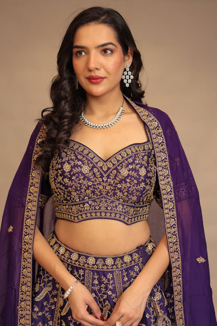 Silk Lehenga with Cutdana, Sequins work.