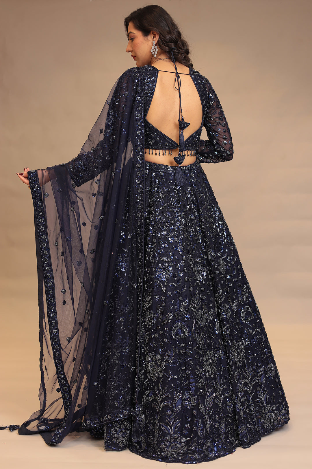 Net Lehenga with Cutdana, Sequins work