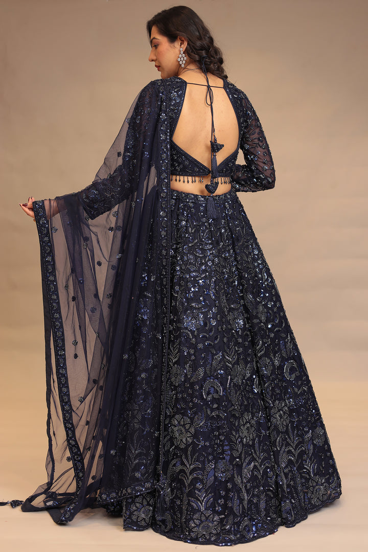 Net Lehenga with Cutdana, Sequins work