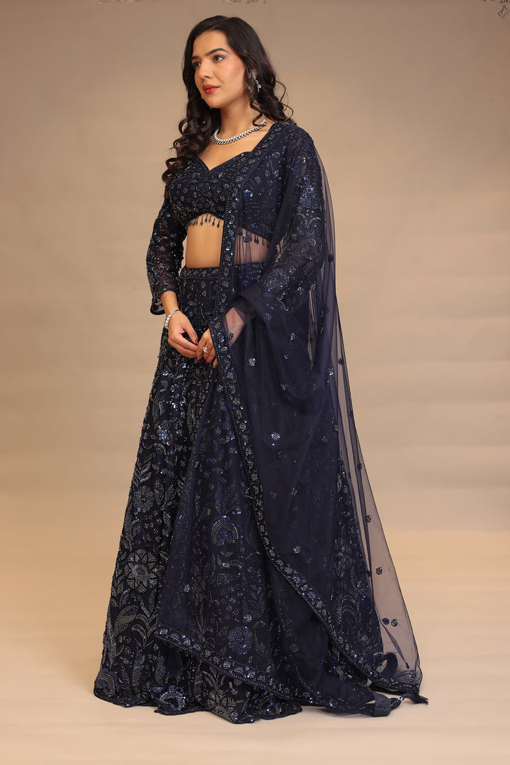 Net Lehenga with Cutdana, Sequins work