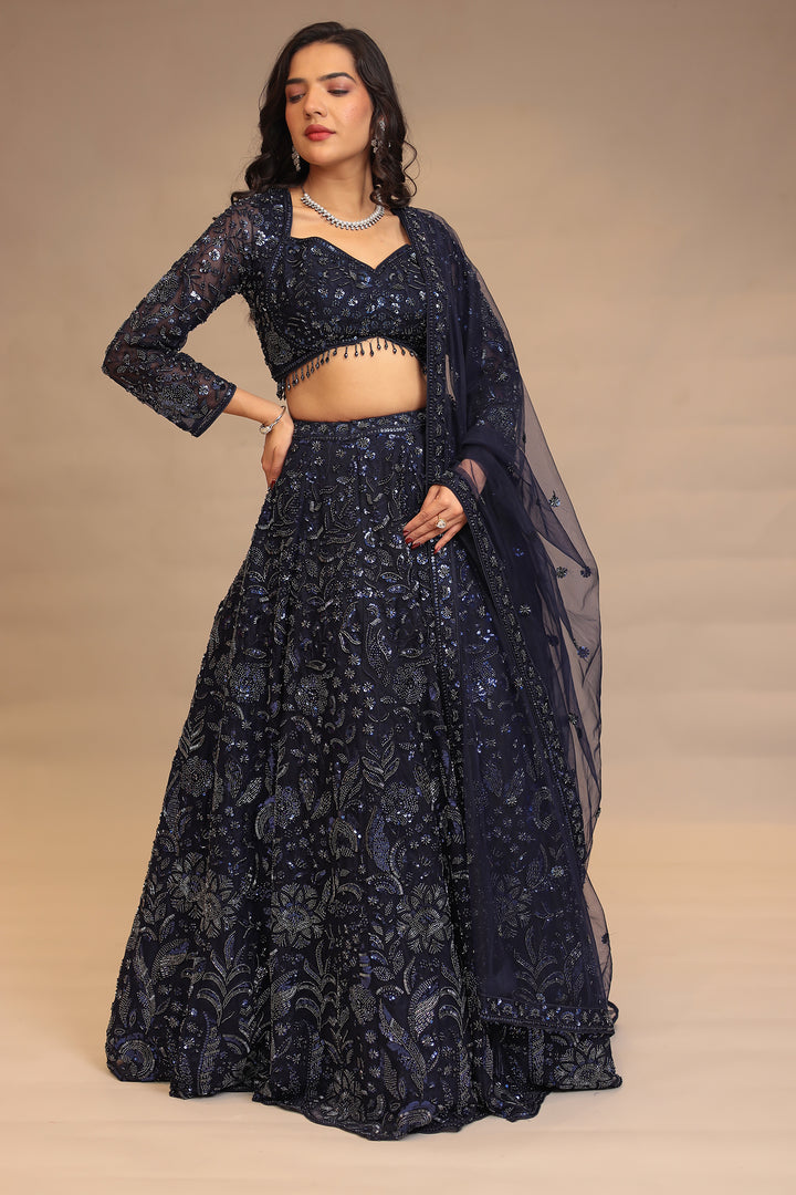 Net Lehenga with Cutdana, Sequins work