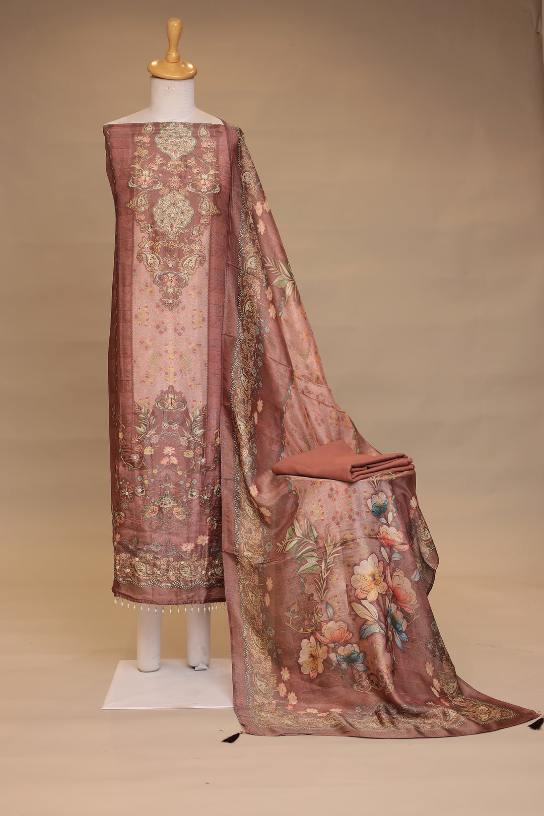 Digital Print Organza Unstitched Suit with Cutdana, Pearl work