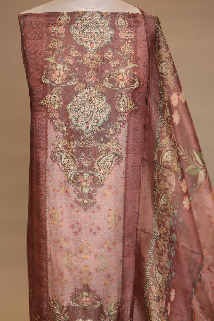 Digital Print Organza Unstitched Suit with Cutdana, Pearl work