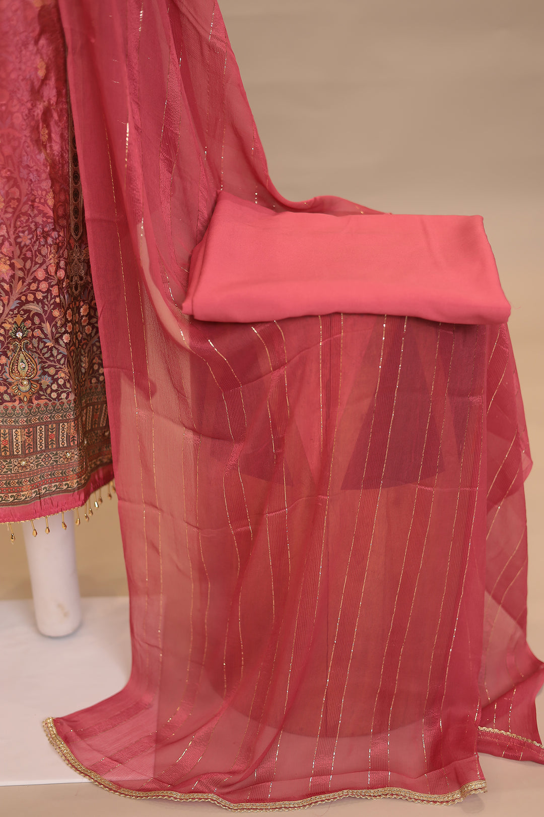 Digital Print Dola silk Unstitched Suit with Cutdana, Sequins work