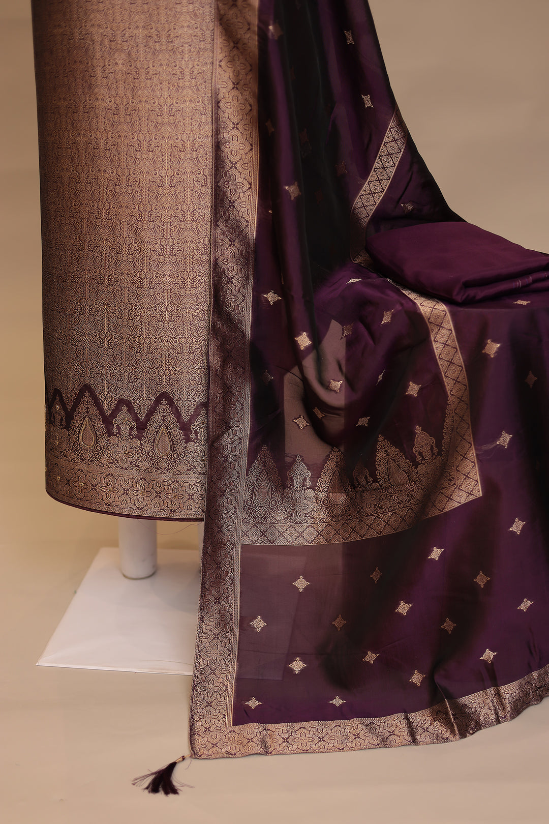 Banarasi silk Unstitched Suit with Cutdana, Sequins work