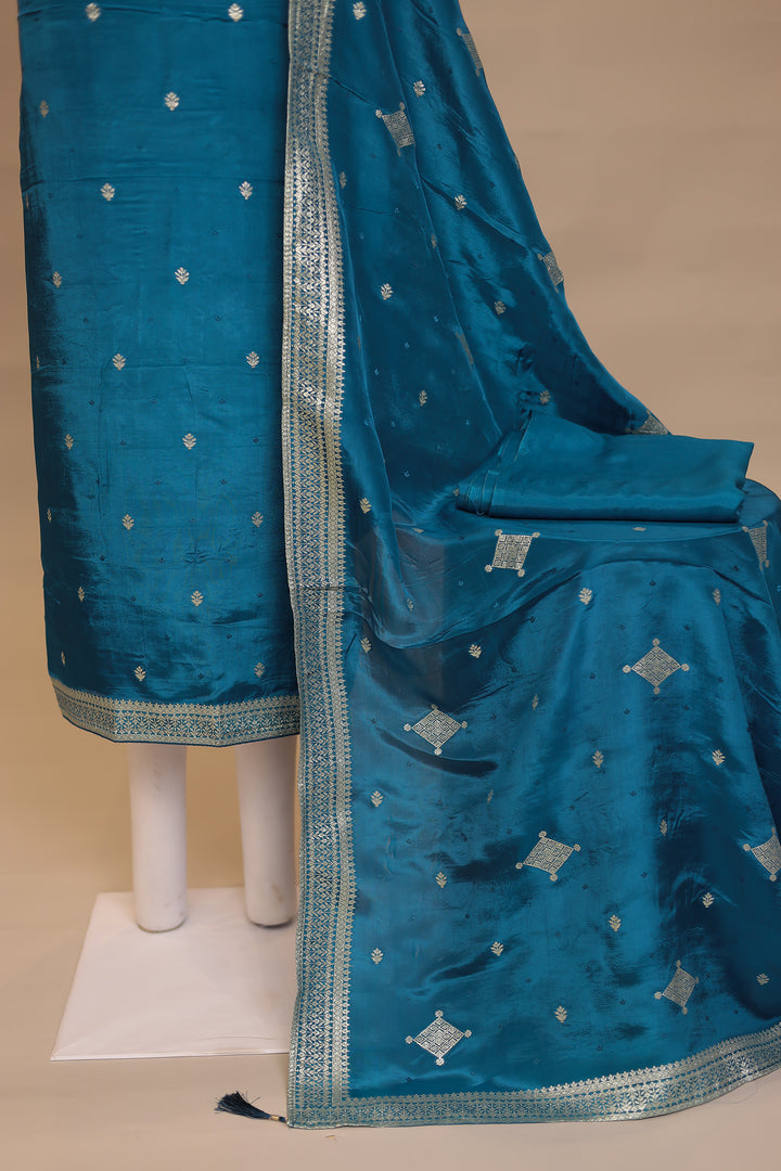 Banarasi Organza Unstitched Suit with Cutdana, Sequins work