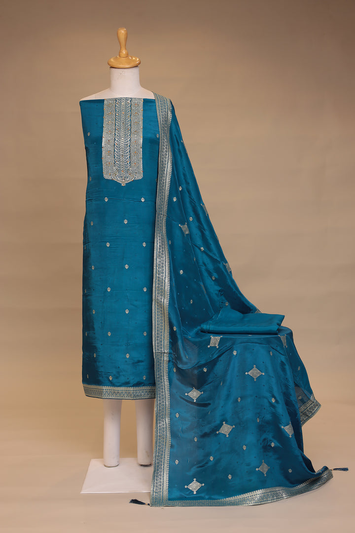 Banarasi Organza Unstitched Suit with Cutdana, Sequins work