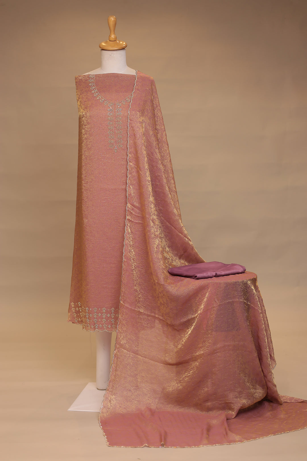 Banarasi, Tissue Unstitched Suit with Stone work