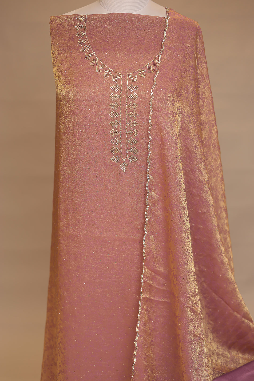Banarasi, Tissue Unstitched Suit with Stone work