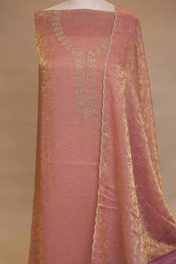 Banarasi, Tissue Unstitched Suit with Stone work