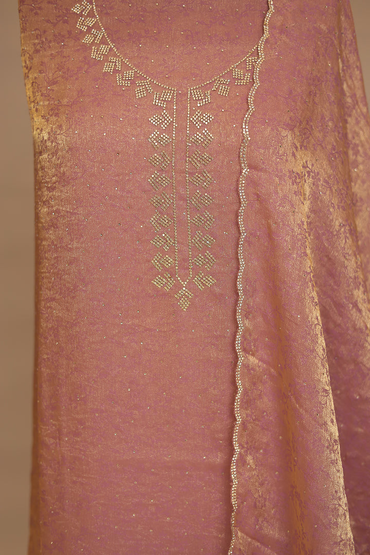Banarasi, Tissue Unstitched Suit with Stone work