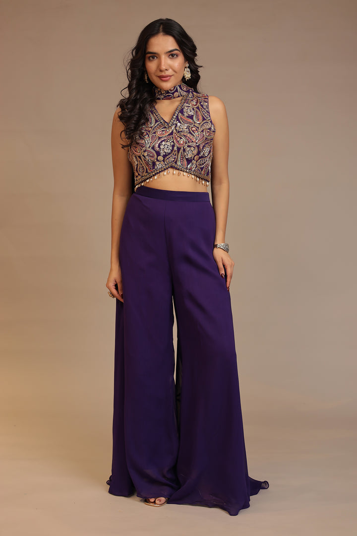 Chinon Indowestern with Aari, Cutdana, Pearl, Sequins, Thread work.