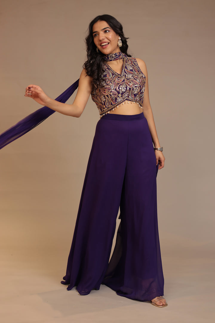 Chinon Indowestern with Aari, Cutdana, Pearl, Sequins, Thread work.