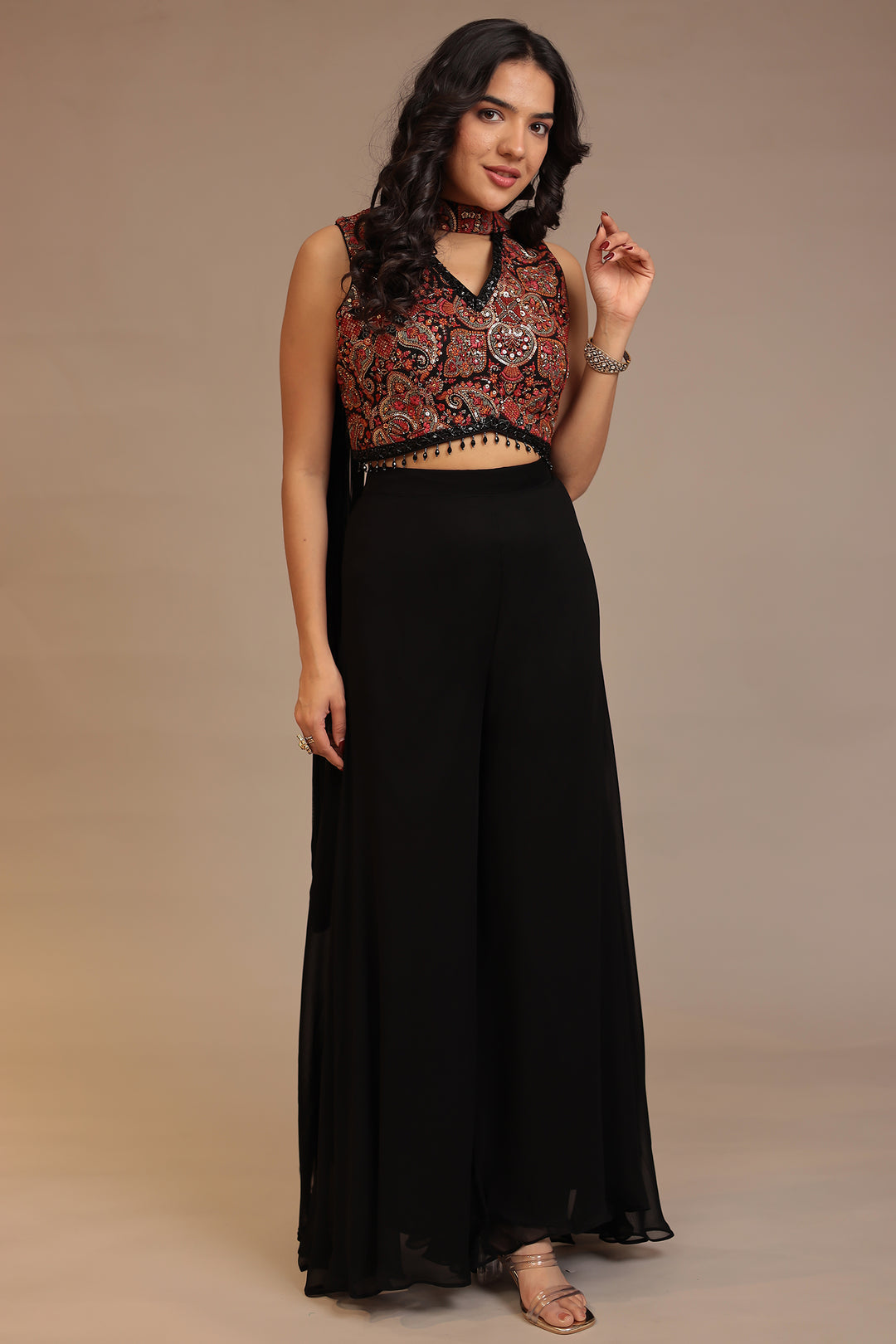 Chinon Indowestern with Cutdana, Sequins, Thread work.