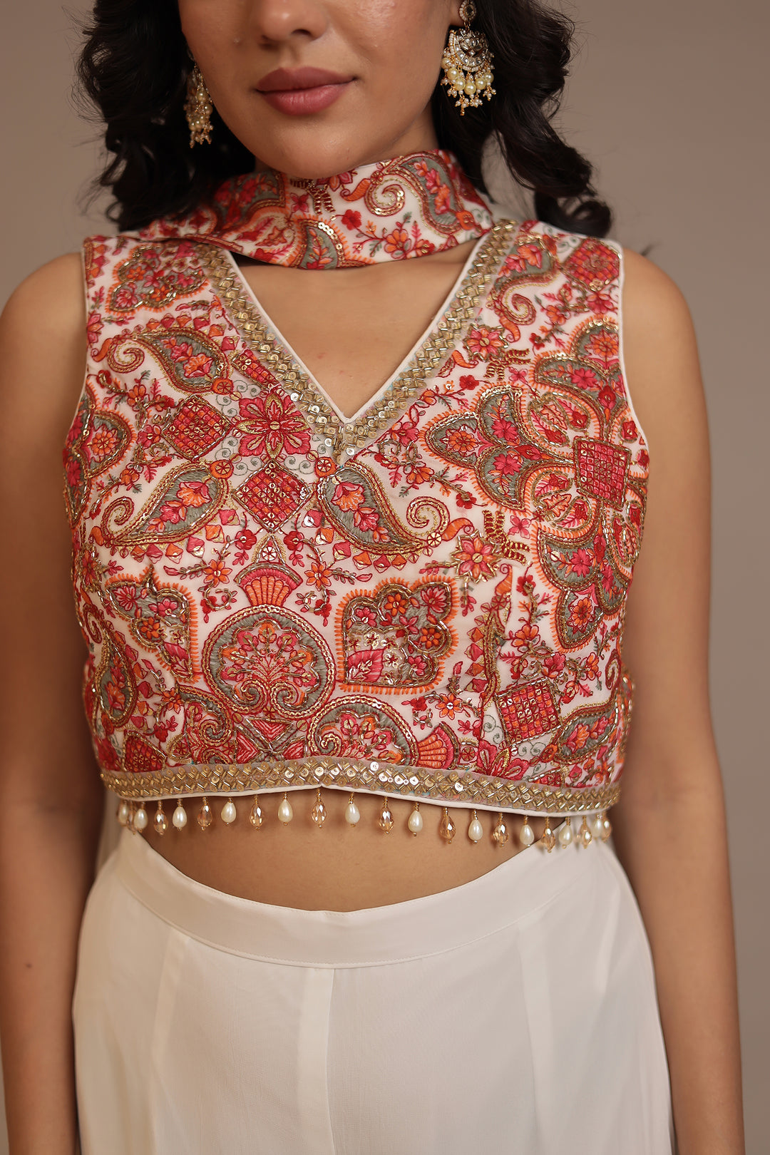 Chinon Indowestern with Cutdana, Sequins, Thread work.