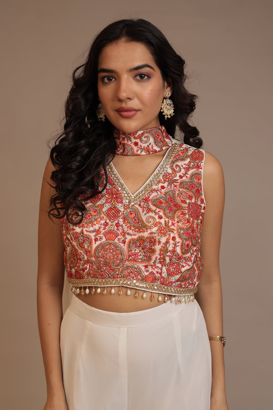 Chinon Indowestern with Cutdana, Sequins, Thread work.