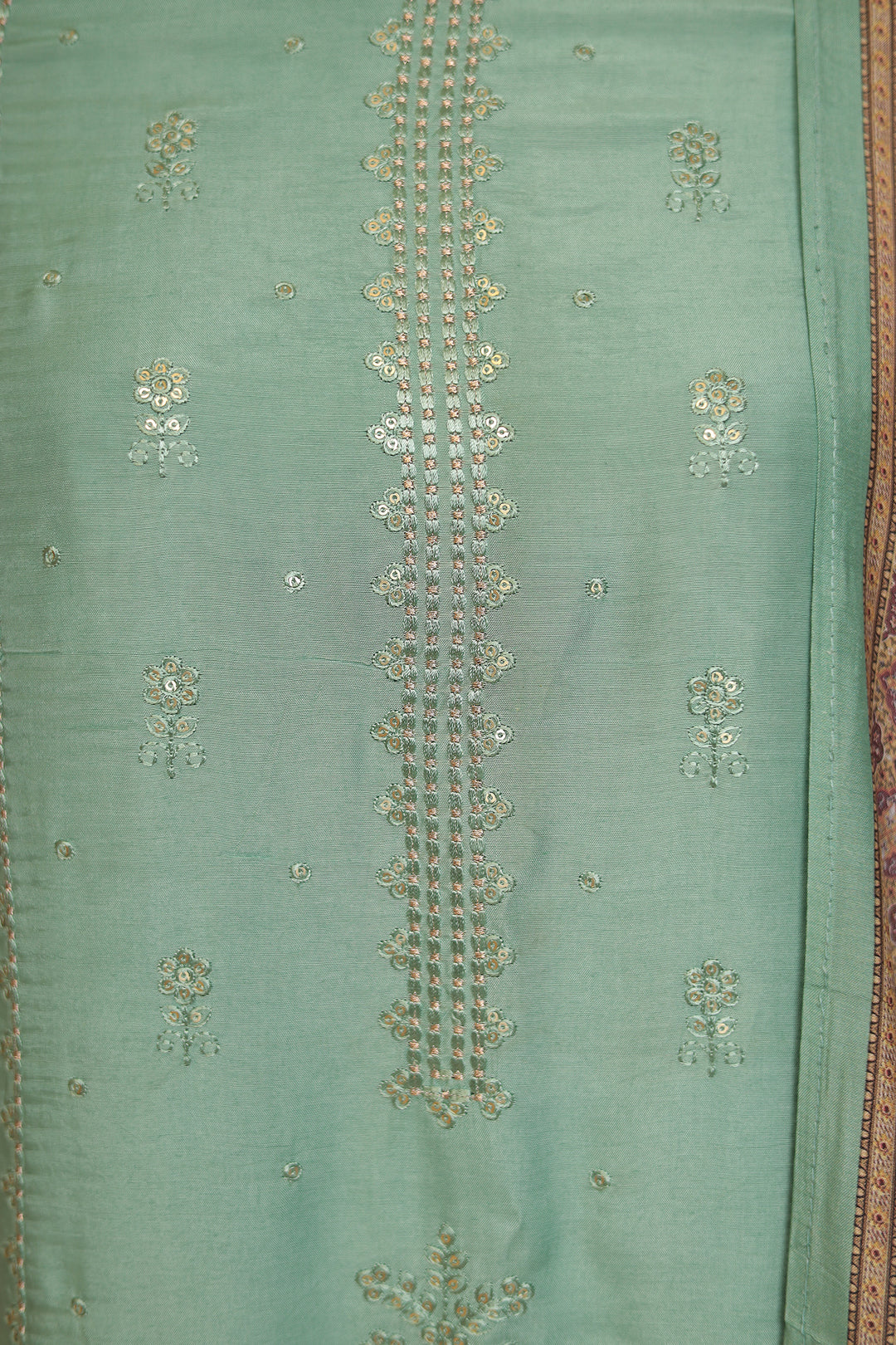 Digital Print, Silk Unstitched Suit with Sequins, Thread, Cut work work