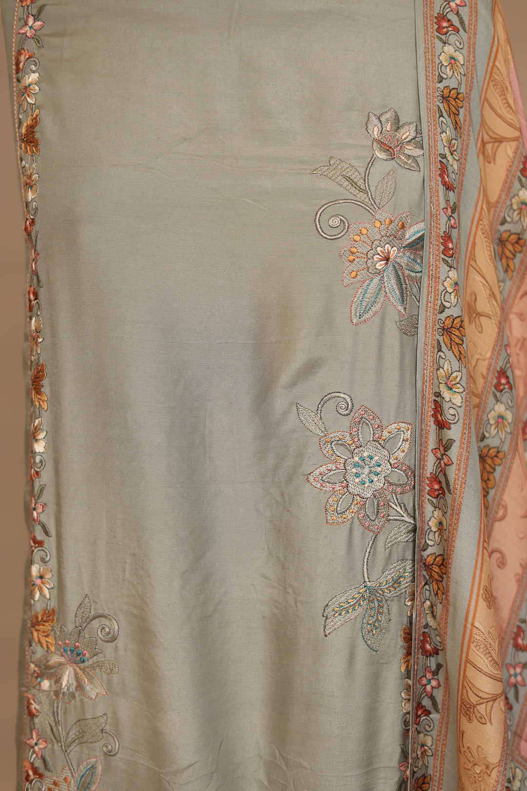 Silk Unstitched Suit with Thread, Cut work