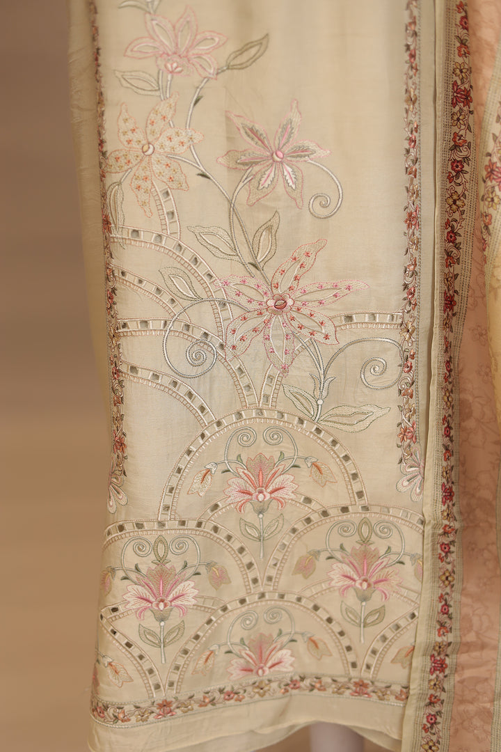 Silk blend Unstitched Suit with Thread, Cut work