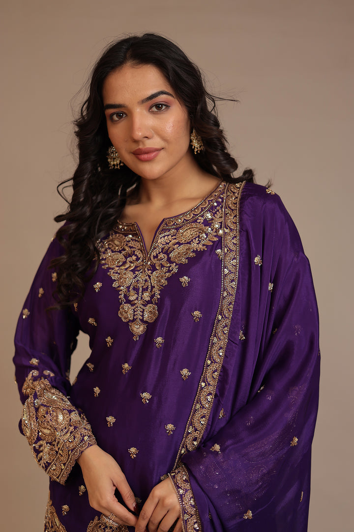 Silk Suit  with Cutdana, Dori, Sequins work