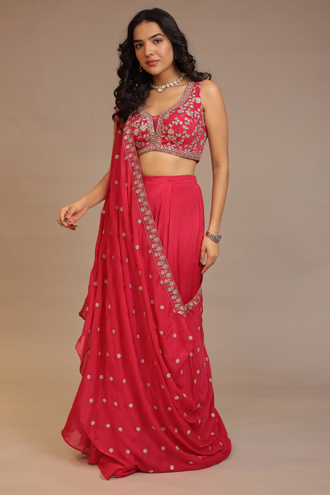 Chinon Indowestern with Aari, Sequins work.