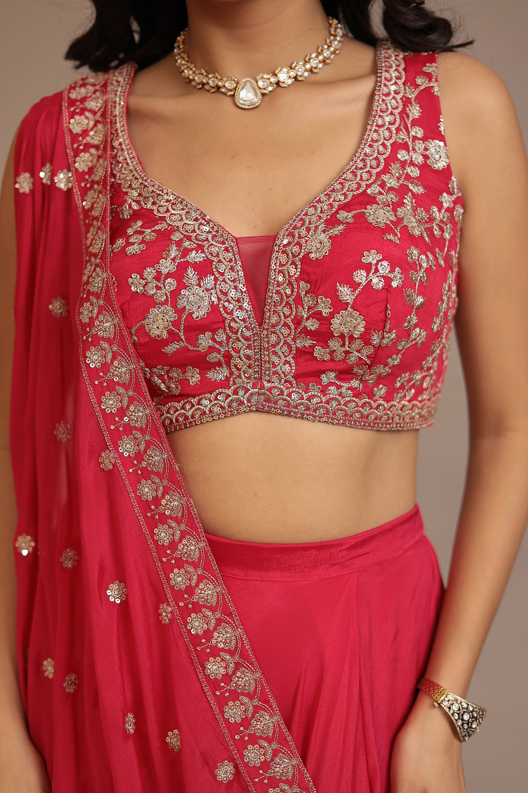 Chinon Indowestern with Aari, Sequins work.