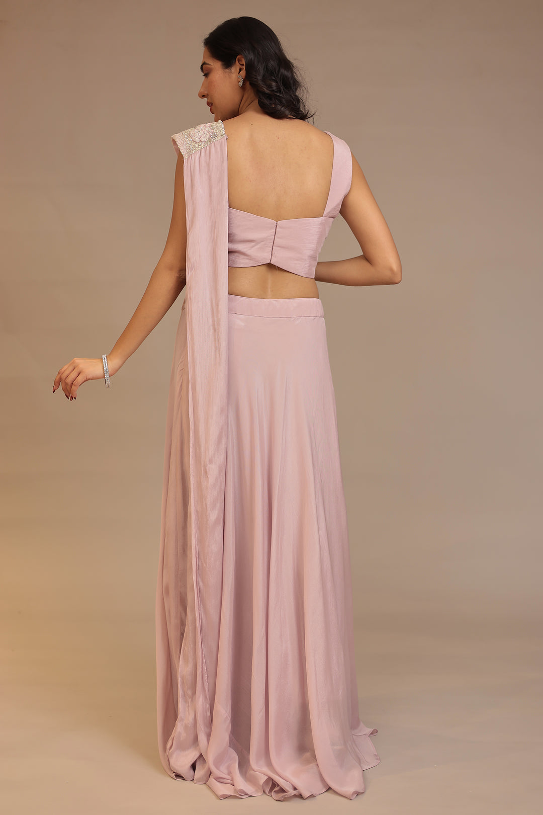 Elegant Purple Chinon Saree 