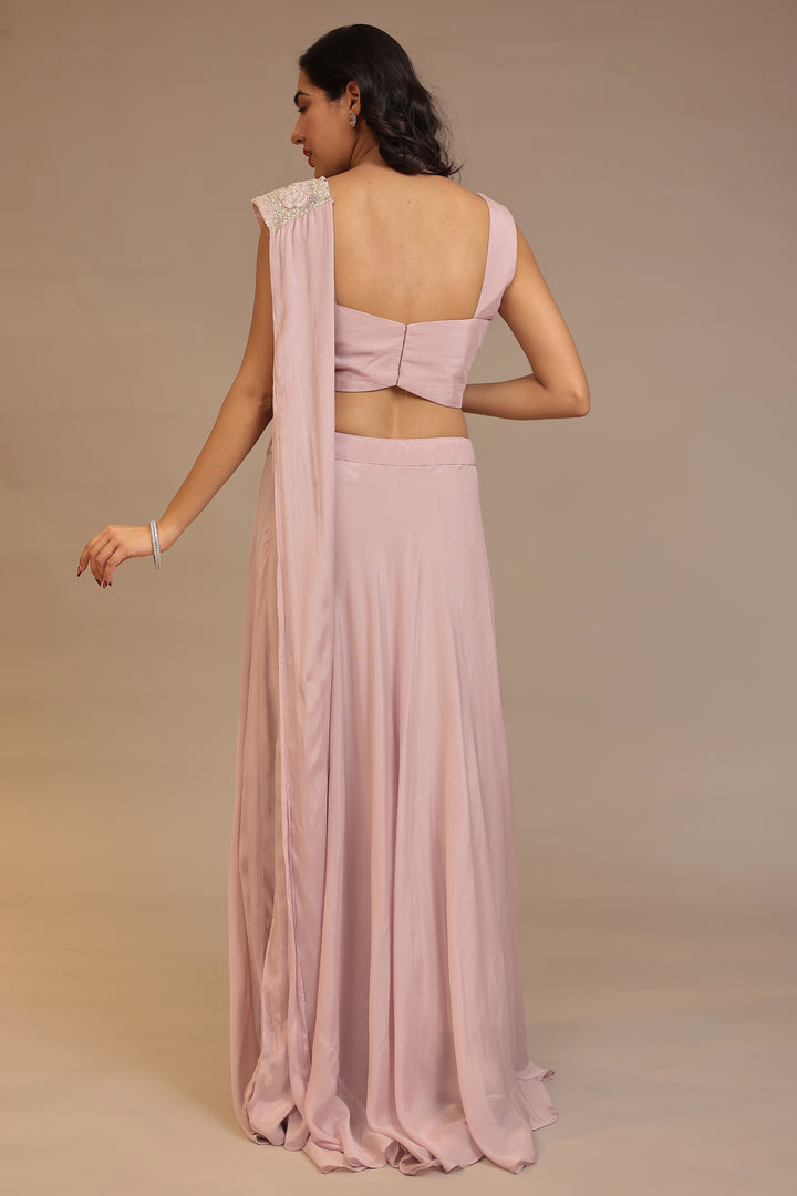 Elegant Purple Chinon Saree 