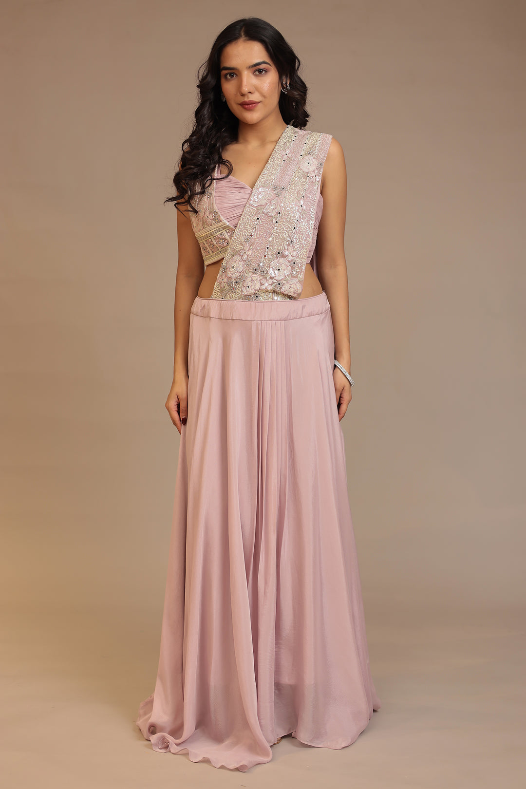 Purple Chinon Saree 