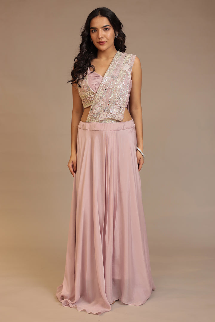 Purple Chinon Saree 