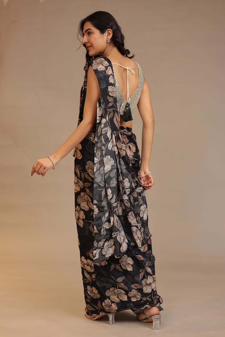 Floral Printed Georgette Saree