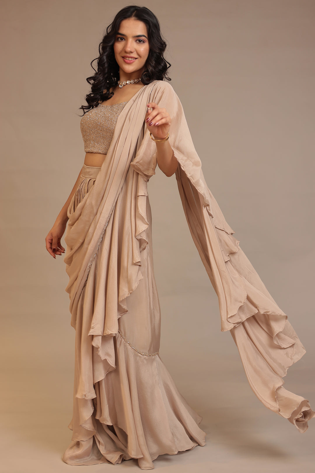Silk Saree with Cutdana, Sequins work