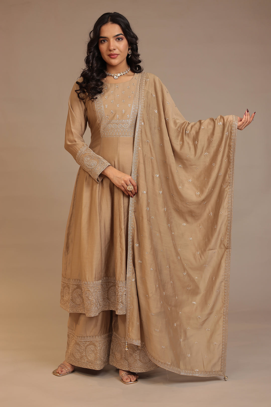 Silk  Suit  with Aari, Sequins work